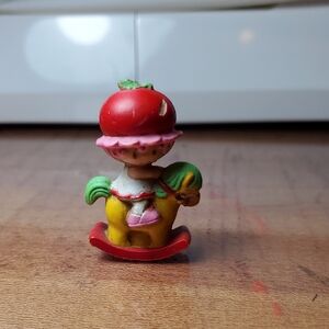 Vintage Strawberry Shortcake Cherry Cuddle on a Rocking Horse Mini Figure